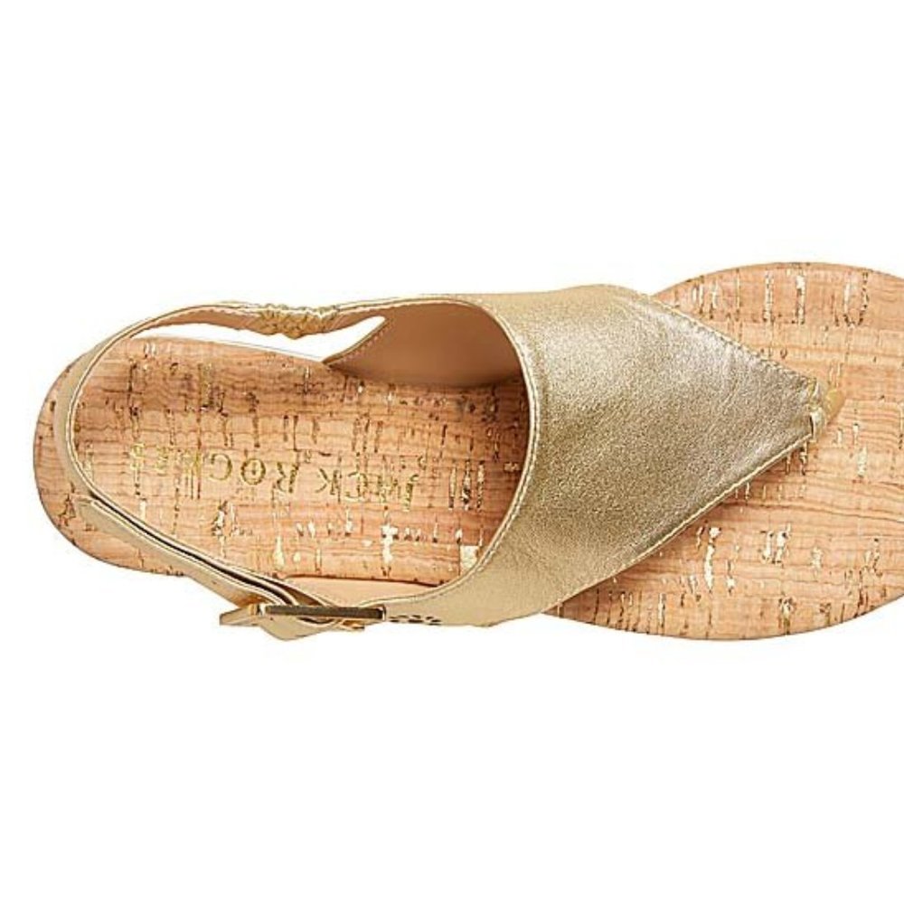 Jack Rogers Gold Gwen Leather Platform Sandal Women 7 - Picture 3 of 11